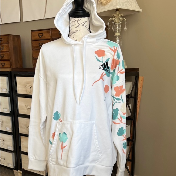 Adidas White Floral Hoodie - Picture 2 of 13